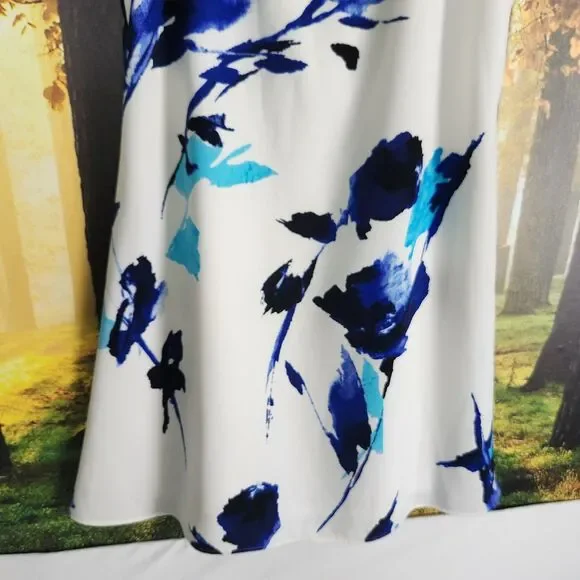 Lauren Ralph Lauren Womens 6 Cold Sholder Cut-Out Floral Crepe Shift Dress Blue - Picture 3 of 16